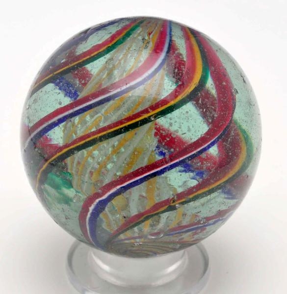 LARGE BICOLOR LATTICINO SWIRL MARBLE.             