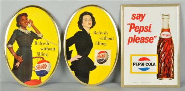LOT OF 3: PEPSI-COLA SIGNS.                       
