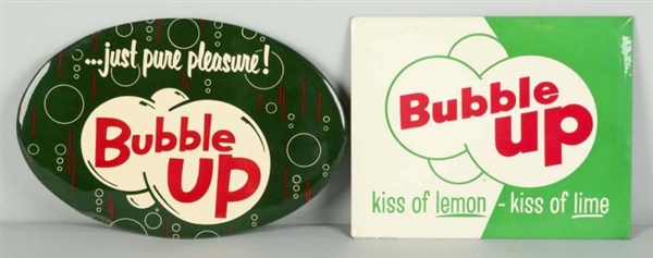 LOT OF 2: CELLULOID BUBBLE UP SIGNS.              