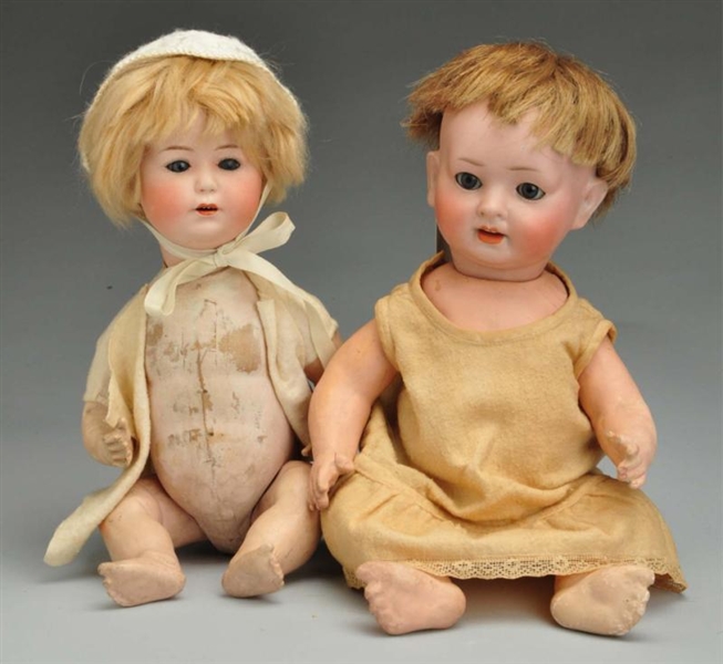 LOT OF 2: GERMAN BISQUE CHARACTER DOLLS.          