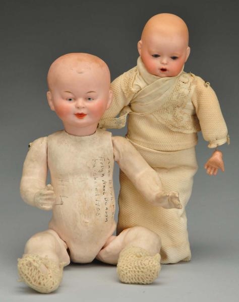 LOT OF 2 RARE FRENCH BISQUE CHARACTER DOLLS.      