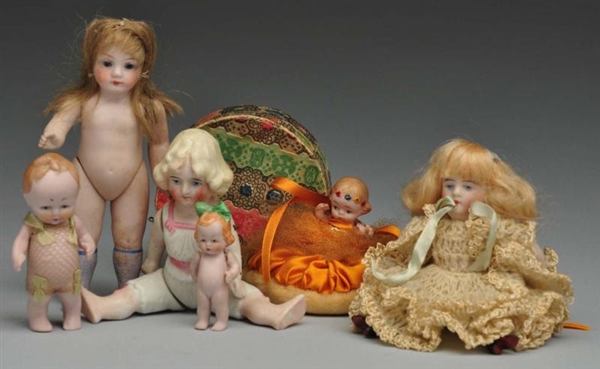LOT OF 6: ALL BISQUE DOLLS.                       