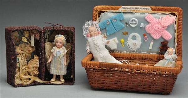SMALL ARTIST DOLLS WITH LAYETTES.                 