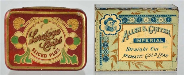 LOT OF 2: SMALL TOBACCO TINS.                     