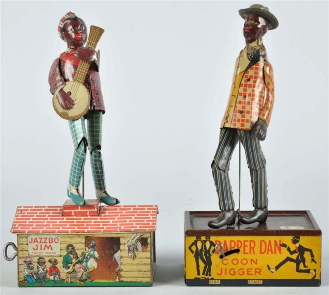 LOT OF 2: TIN LITHO AFRICAN AMERICAN WIND-UP TOYS 