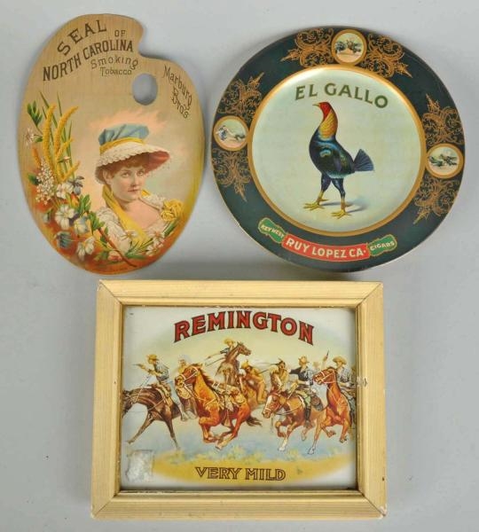LOT OF 3: SMALL TOBACCO SIGNS.                    