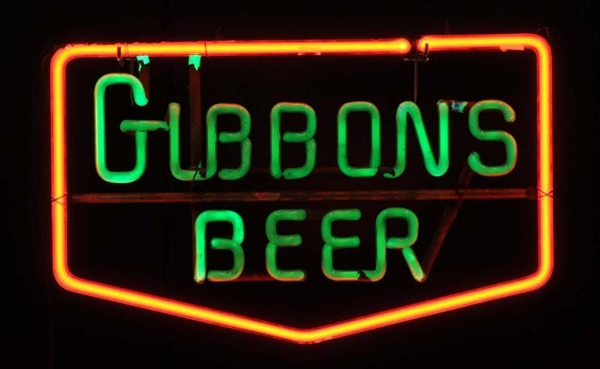 GIBBONS BEER NEON SIGN.                           