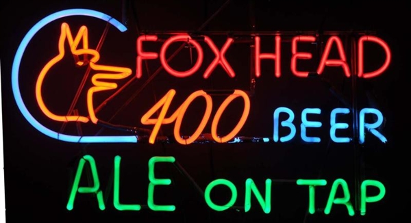 FOX HEAD 400 ON TAP NEON SIGN.                    