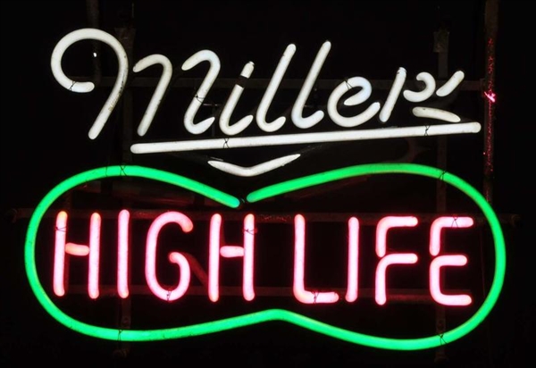 MILLER HIGH LIFE PEANUT NEON SIGN.                