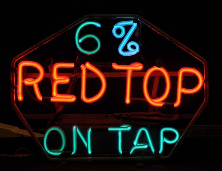 RED TOP ON TAP NEON SIGN.                         