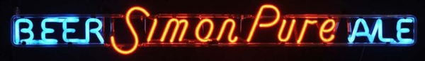 SIMON PURE BEER ALE NEON SIGN.                    