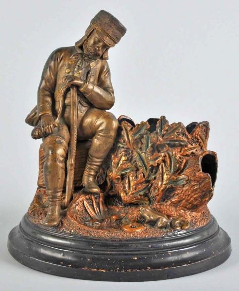 FIGURAL SOLDIER BY TREE MATCH & CIGAR HOLDER.     