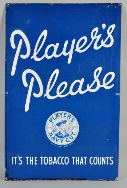 PORCELAIN PLAYERS PLEASE NAVY CUT TOBACCO SIGN.   