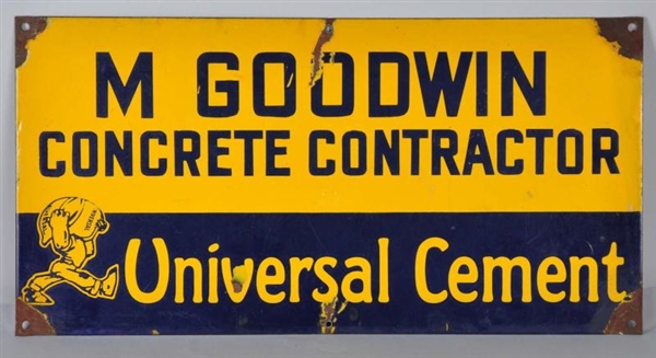 PORCELAIN M. GOODWIN CONCRETE CONTRACTOR SIGN.    