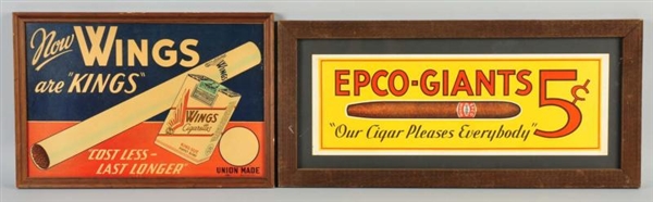 LOT OF 2: CARDBOARD TOBACCO SIGNS.                