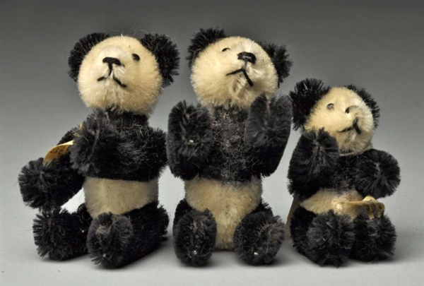 LOT OF 3: SCHUCO PANDA BEARS.                     