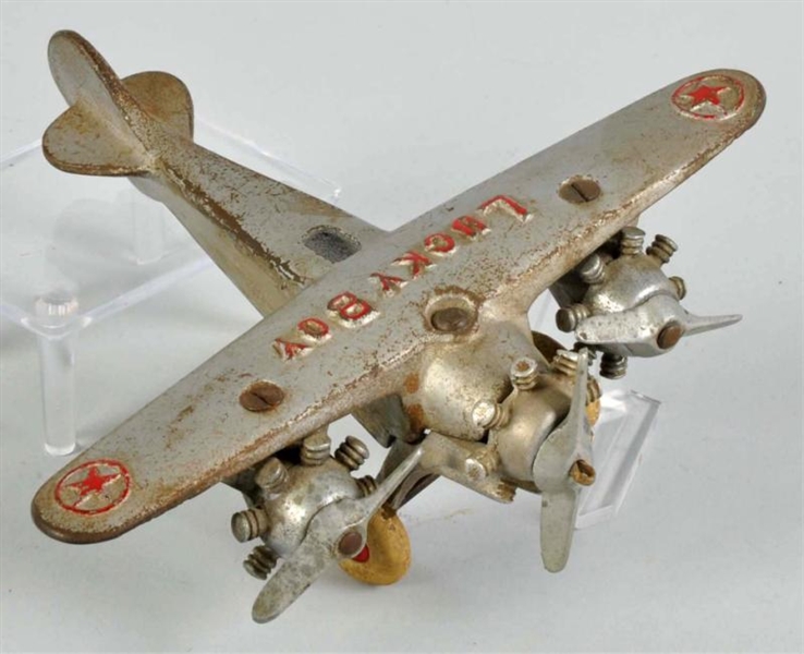 CAST IRON HUBLEY TRI-MOTOR LUCKY BOY AIRPLANE TOY 