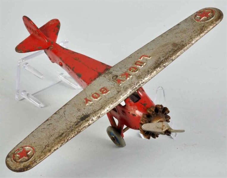 CAST IRON DENT LUCKY BOY AIRPLANE TOY.            