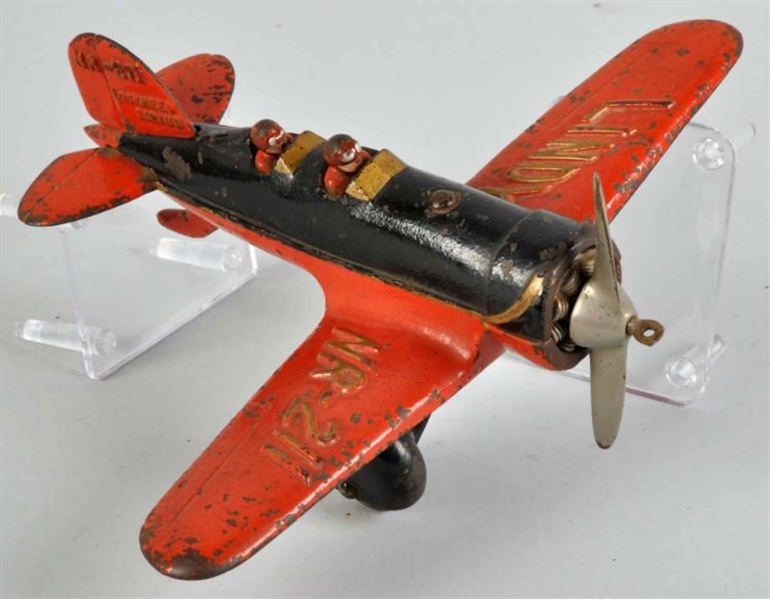 CAST IRON HUBLEY LINDY NR-211 AIRPLANE TOY.       
