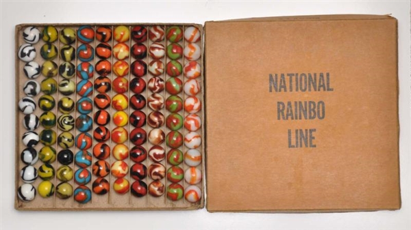 PELTIER NO. 0 BOX SET OF NATIONAL RAINBOW MARBLES 