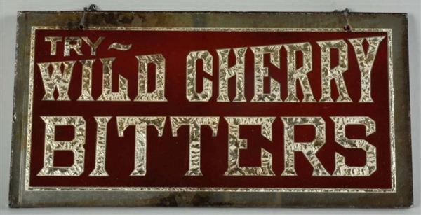 REVERSE ON GLASS WILD CHERRY BITTERS SIGN.        