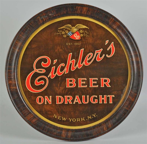 TIN EICHLERS BEER ON DRAUGHT ADVERTISING SIGN.   