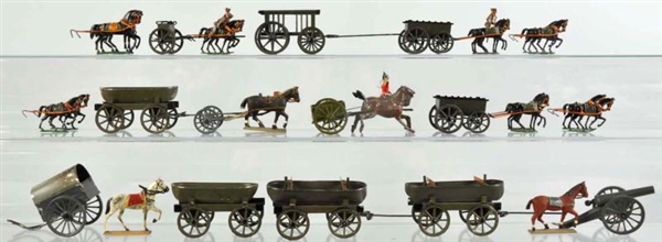 LARGE LOT OF DIECAST HORSE & CAISSON SETS.        