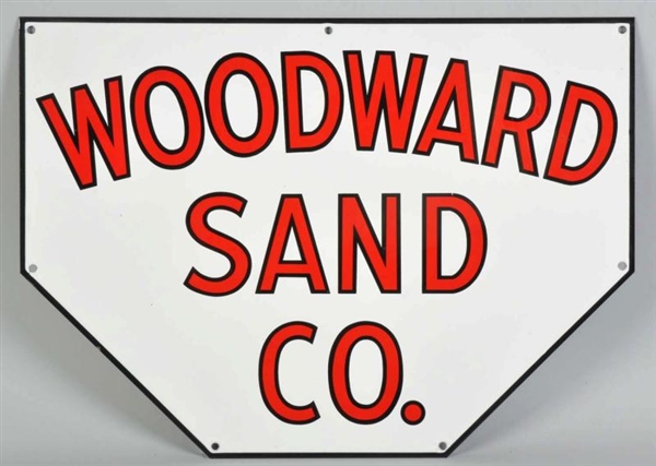 PORCELAIN WOODWARD SAND COMPANY SIGN.             
