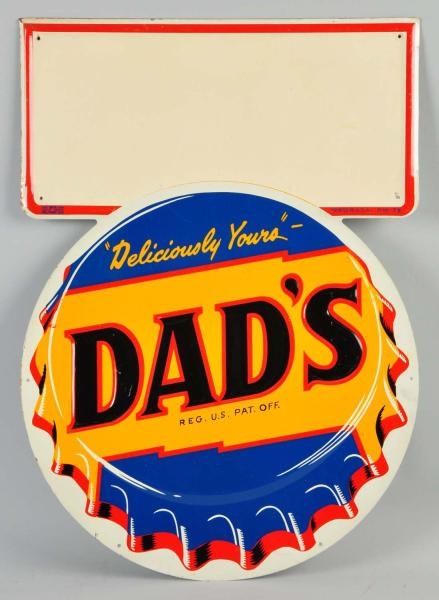 EMBOSSED TIN DADS ROOT BEER SIGN.                