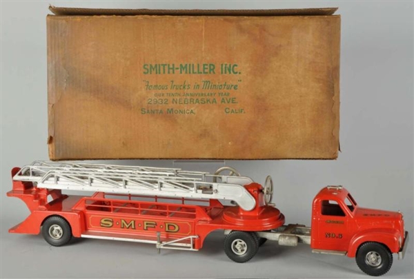 PRESSED STEEL SMITH-MILLER FIRE LADDER TRUCK TOY. 