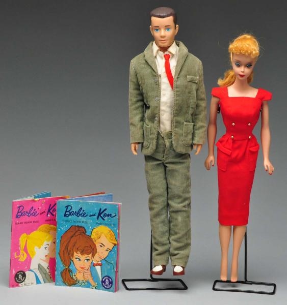 EARLY 1960S PONYTAIL BARBIE & KEN DOLL.           