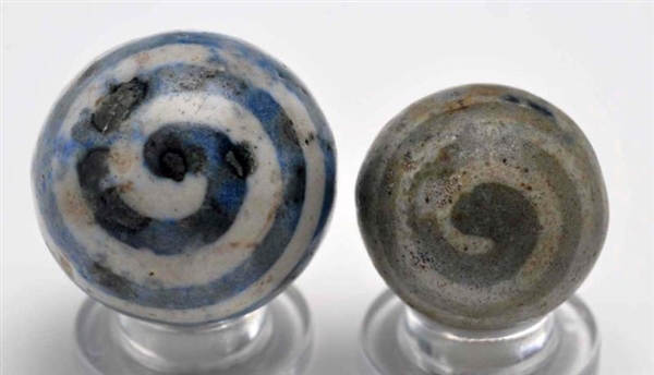 LOT OF 2: RARE STONEWARE MARBLES.                 