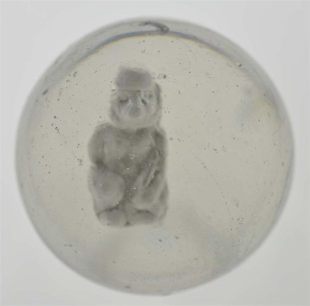 SEATED MONKEY SULPHIDE MARBLE.                    
