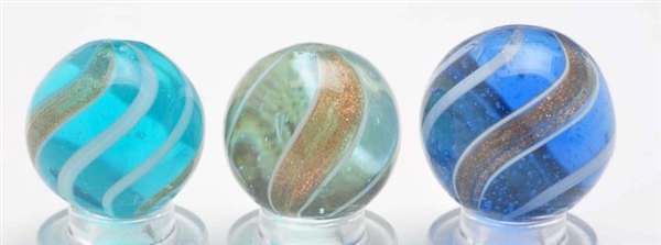LOT OF 3: BANDED LUTZ MARBLES.                    