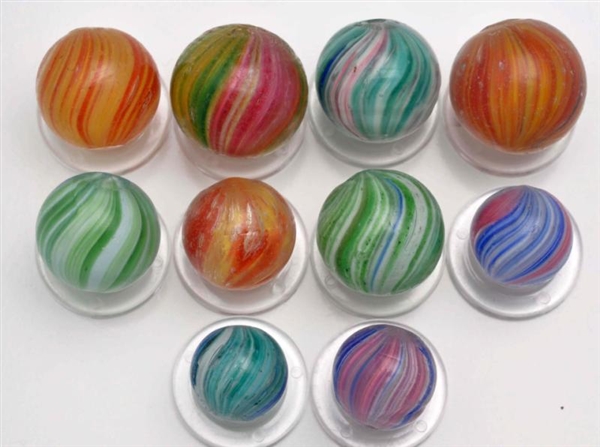 LOT OF 10: ASSORTED ONIONSKIN MARBLES.            