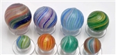 LOT OF 8: ASSORTED ONIONSKIN MARBLES.             