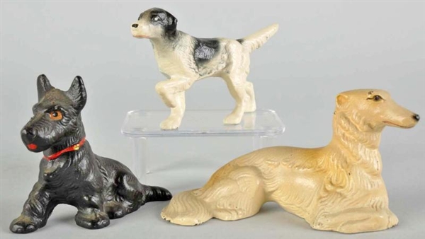 LOT OF 3: CAST IRON HUBLEY DOG PAPERWEIGHTS.      