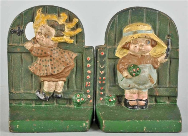 CAST IRON HUBLEY BOBBY BLAKE & DOLLY BOOKENDS.    