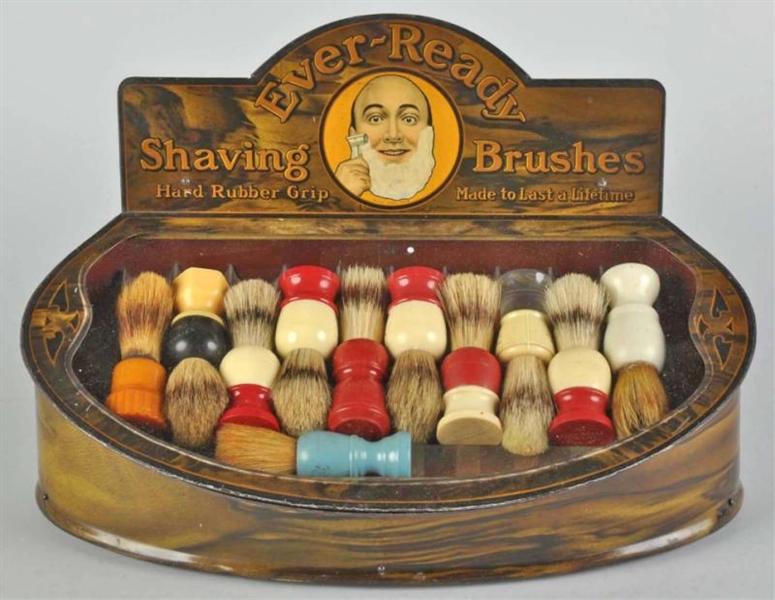 EVER-READY SHAVING BRUSHES DISPLAY CASE.          