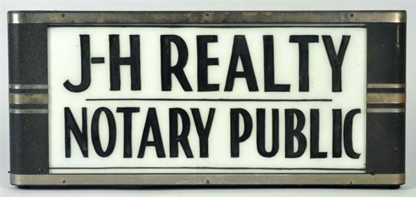 REALTY & NOTARY PUBLIC LIGHTED SIGN.              