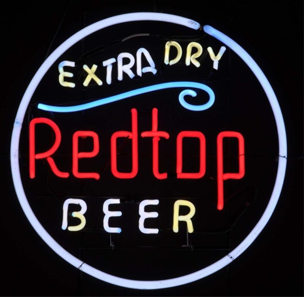 RED TOP BEER EXTRA DRY CIRCLE NEON SIGN.          