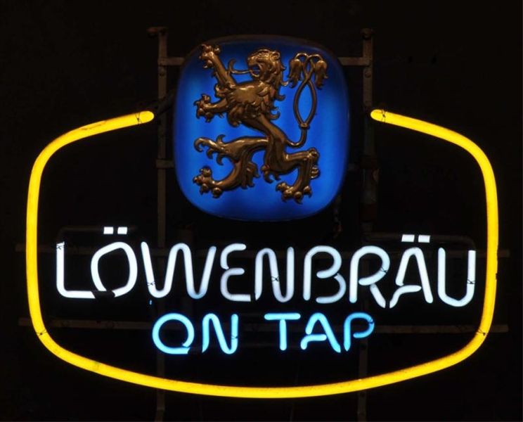 LOWENBRAU ON TAP OVAL NEON SIGN.                  