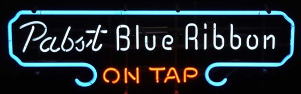 PABST BLUE RIBBON BORDER LONG NEON SIGN.          