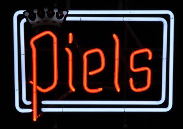 PIELS DOUBLE BORDER CROWN PLATE NEON SIGN.        