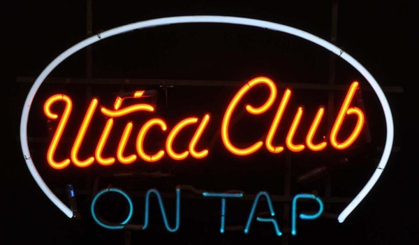 UTICA CLUB ON TAP NEON SIGN.                      
