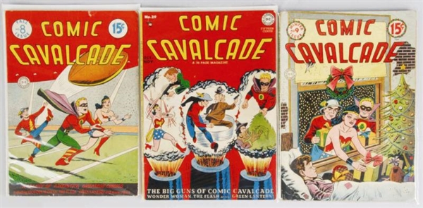 LOT OF 3: 1940S COMIC CAVALCADE COMIC BOOKS.      