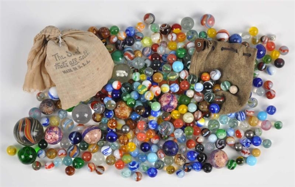 LARGE LOT OF HANDMADE & MACHINE MADE MARBLES.     