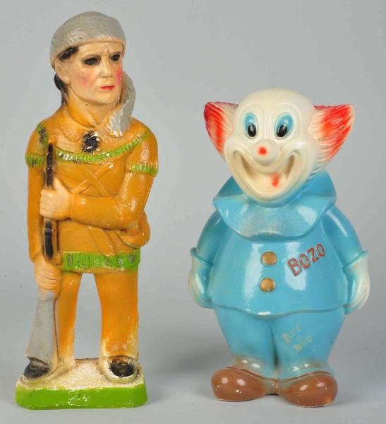 LOT OF 2: CHALKWARE CHARACTER CARNIVAL STATUES.   