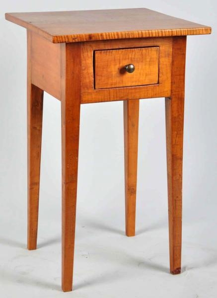 TIGER MAPLE SINGLE DRAWER END TABLE.              