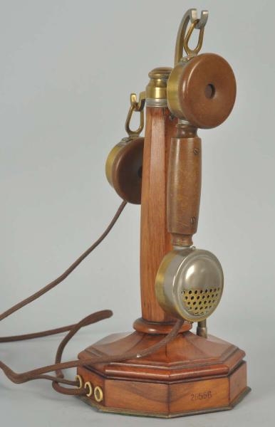 THEODET FRENCH WOODEN CANDLESTICK TELEPHONE.      